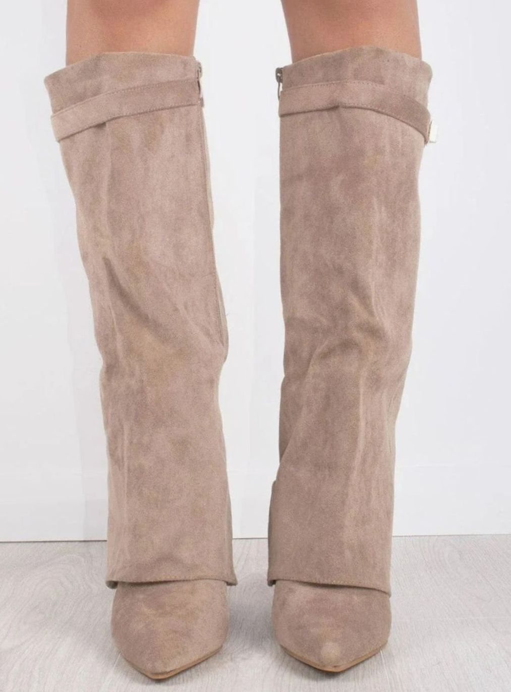 Amalthea | Women's Suede Pointed-Toe Block-Heel Knee-High Boots