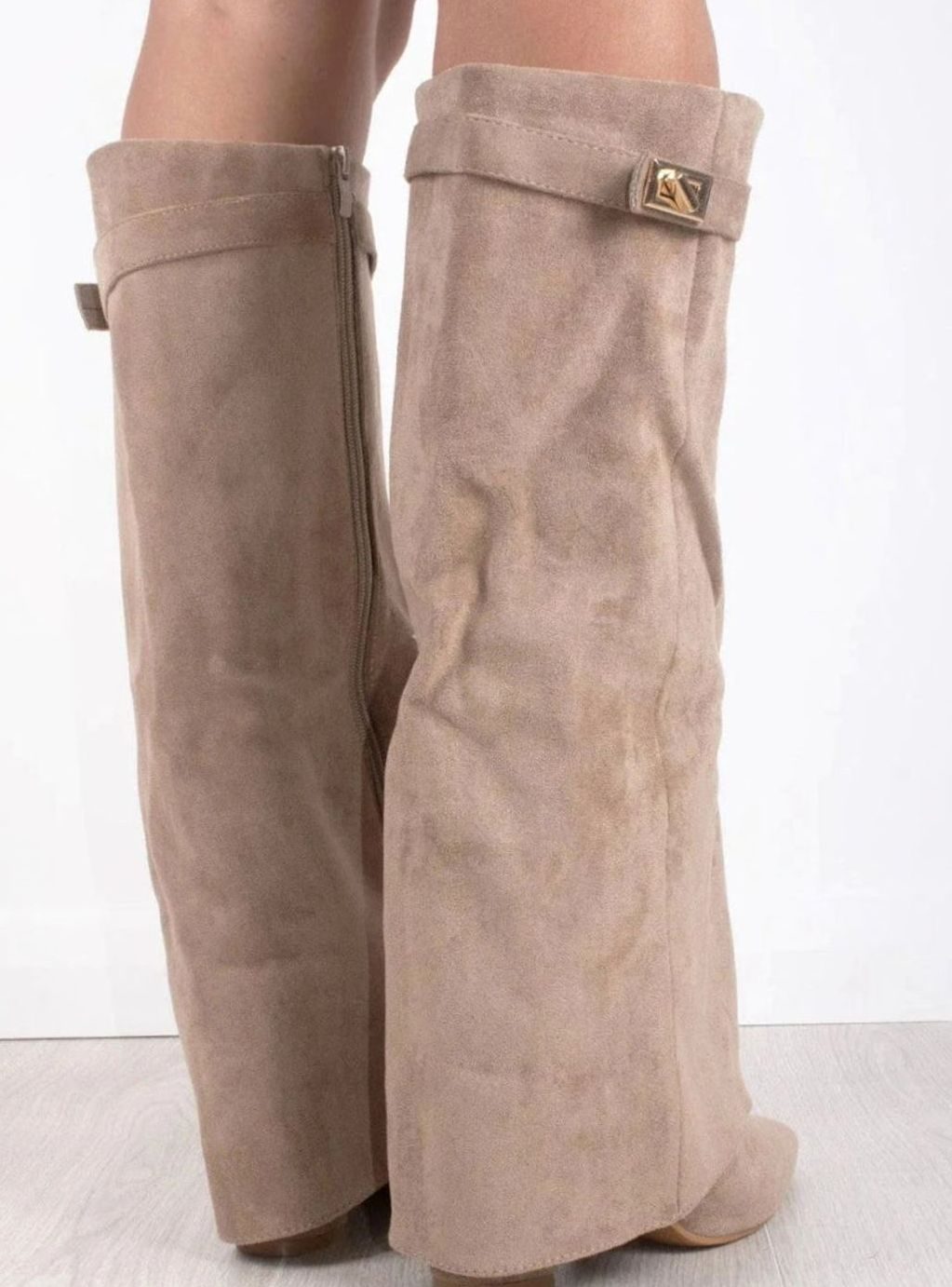 Amalthea | Women's Suede Pointed-Toe Block-Heel Knee-High Boots