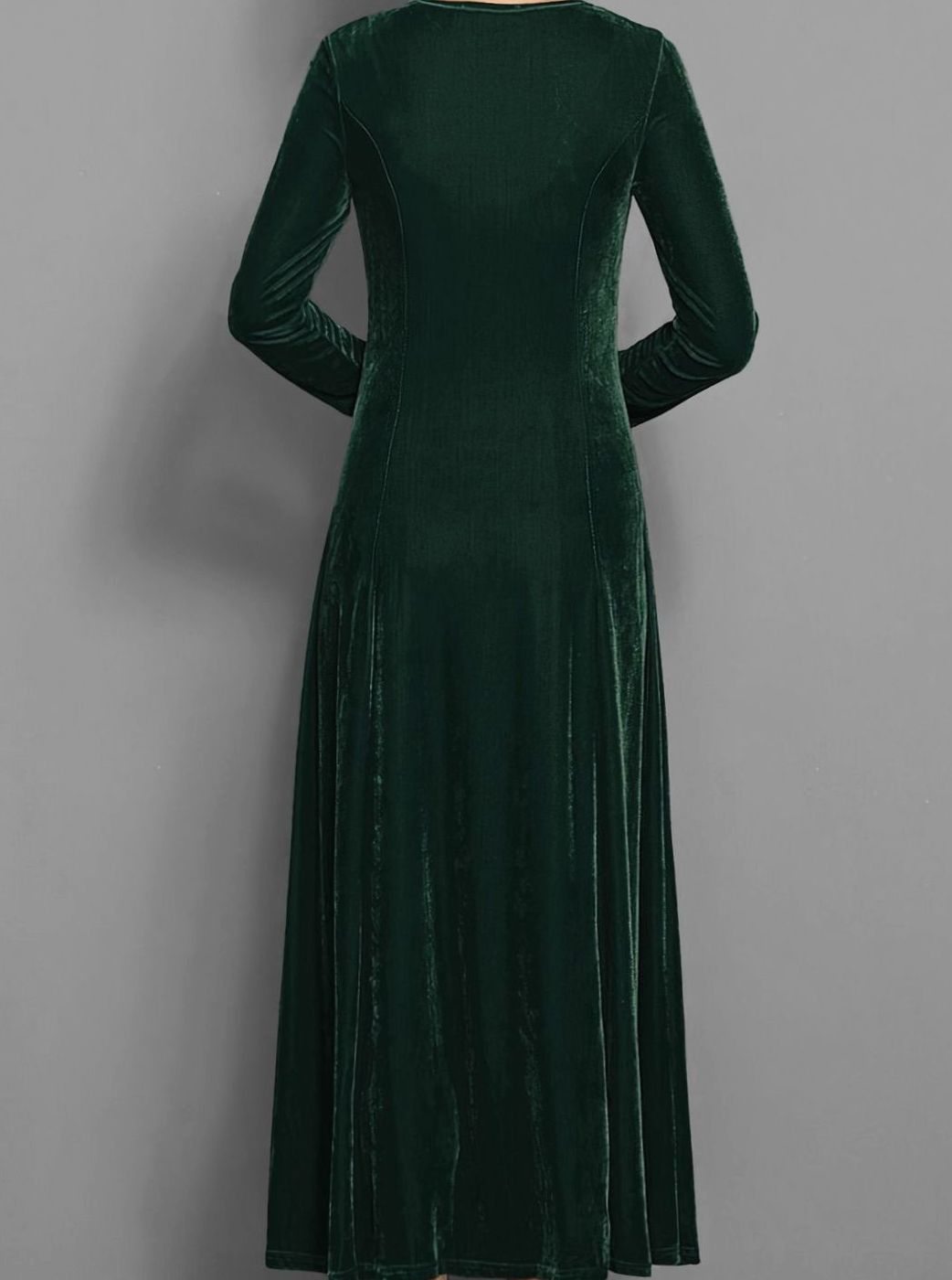 Alix | Women's Velvet A-Line Scoop-Neck Long-Sleeve Dress