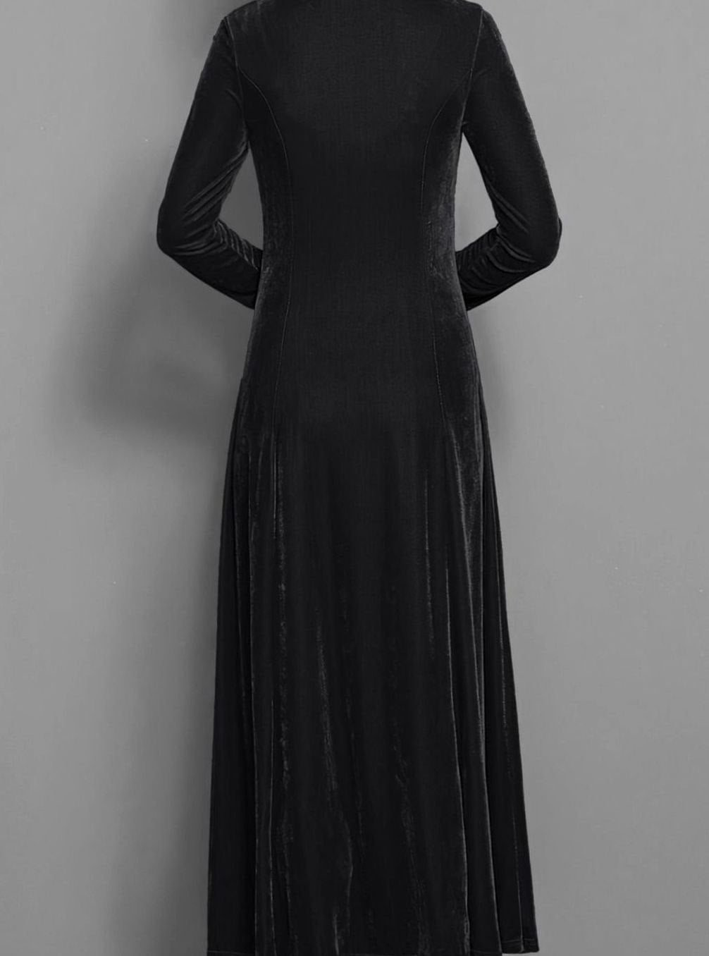 Alix | Women's Velvet A-Line Scoop-Neck Long-Sleeve Dress