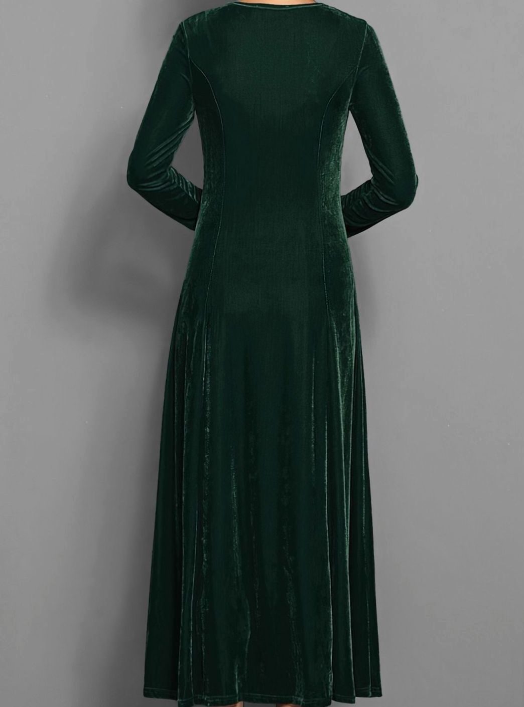 Alix | Women's Velvet A-Line Scoop-Neck Long-Sleeve Dress